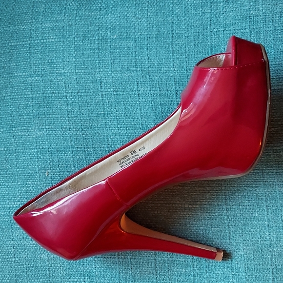 Chinese Laundry Womens Hotness Classic Pump Platform Heels Shoes Red 8M peep toe - Picture 5 of 13
